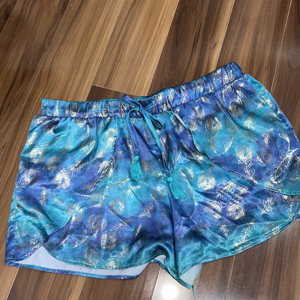 XL Disney peacock jasmine Aladdin pajama sleep shorts silky